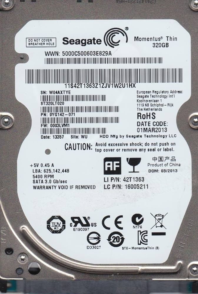 Seagate Momentus Thin ST320LT020 320 GB 2.5 内蔵ハードドライブ tf8su2k Amazon | Seagate Momentus Thin ST320LT020 320 GB 2.5 内蔵
